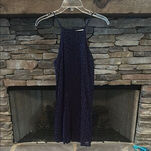 Elegant Navy Lace Mini Dress